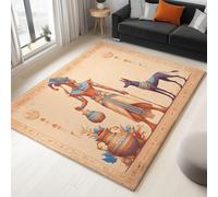 AUWUUA Tapis Culture de Égyptien, Rétro Tribal Ethnique Hiéroglyphique Ancienne Pharaons Tapis Salon Décoratif 80x150cm Antidérapant Lavable Paillasson d'intérieur pour Chambre Couloir Bureau