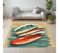 AUWUUA Tapis de Bain antidérapant coloré Motif Skateboard et Surf, Lavable, 150 x 250 cm, Motif Bord de mer, pour Chambre d'adolescent, paillasson d'intérieur antidérapant pour entrée et Salon