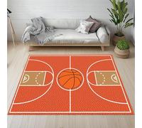 AUWUUA Tapis de Basket-Ball Sport pour Chambre de garçon, 130 x 180 cm, Lavable, à Poils Courts Tapis antidérapant pour Chambre, Salle à Manger ou Salle de Jeux.