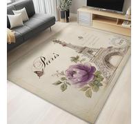AUWUUA Tapis de Chambre à Coucher Vintage Poster Tour Eiffel Aquarelle 60x240cm Rétro Paris Thème Multicolore Lavable Antidérapant Tapis pour Salon, Cuisine, Entrée, Couloir