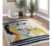 AUWUUA Tapis de Chambre Lavable Pablo Picasso Abstrait Homme Personnage Portrait 150x150cm Blanc antidérapant Poils Ras Tapis Fin pour Salon Salle à Manger Bureau décoration intérieure