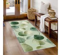 AUWUUA Tapis de Couloir Eucalyptus 100x130cm, Motif Aquarelle Verte, Feuilles botaniques, Lavable, antidérapant Tapis pour la Cuisine, l'entrée, la Chambre, la Salle à Manger et la buanderie