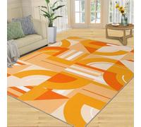 AUWUUA Tapis de Couloir rétro Orange 120 x 160 cm, Motif géométrique Abstrait Moderne du Milieu du siècle, Lavable et Doux, avec Envers antidérapant, pour entrée