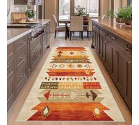 AUWUUA Tapis De Couloir Style Sud-Ouest Américain 230x250cm Lavable Tapis Antidérapant Motif Amérindien Aztèque pour Cuisine, Entrée, Chambre, Salon, Buanderie, Orange-Beige