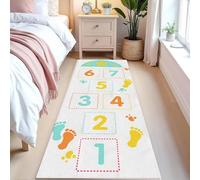AUWUUA Tapis de marelle pour Enfants, 130 x 240 cm, Doux et éducatif, avec de Jolis Chiffres, pour la Chambre ou la Salle de Jeux. Lavable, Doux et antidérapant.