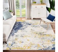 AUWUUA Tapis de Porte Abstrait Moderne 60 x 210 cm, Lavable Tapis antidérapant pour Chambre, Couloir, Cuisine, entrée Salle à Manger. Fin, Jaune et Bleu.