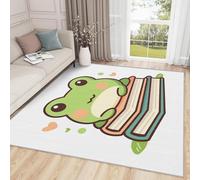 AUWUUA Tapis de Salle de Classe 100 x 120 cm, Motif Grenouille, Mignon, Motif Animal de Dessin animé, pour Chambre d'enfant, garçon ou Fille, Lavable, antidérapant, à Poils Ras, pour Salle de Jeux