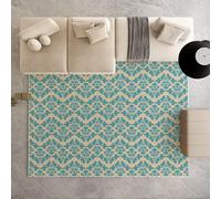 AUWUUA Tapis de Salon à Motif Floral Baroque 120 x 150 cm, Style Victorien, Lavable, Bleu, Doux, à Poils Courts Tapis antidérapant pour Chambre et Salle à Manger.