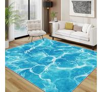 AUWUUA Tapis de Salon à Motif Textures Océan 70x120cm Tapis de Couloir à Ondulations d'eau Bleu, Lavables Antidérapant Moquette pour Entrée, Cuisine, Chambre à Coucher, Salle de Bain, Paillasson