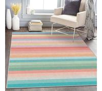 AUWUUA Tapis de Salon à Rayures Multicolores 120x210cm, Style géométrique Minimaliste, antidérapant et Lavable, idéal pour Chambre, Cuisine, Salle à Manger ou Bureau.