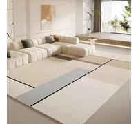 AUWUUA Tapis de Salon Minimaliste à Lignes géométriques, 130 x 180 cm, Couleur crème, Tapis à Poils Courts Lavable et antidérapant pour Chambre, Salle à Manger, Cuisine ou entrée. Fin.