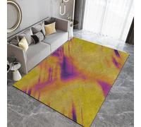 AUWUUA Tapis de Salon Minimaliste Moderne 120 x 150 cm, Motif Abstrait Jaune et Violet, Lavable et antidérapant, pour Chambre à Coucher, Tapis Contemporain Doux à Poils Ras pour Cuisine et entrée