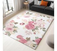 AUWUUA Tapis de Salon rétro Rose Floral 180 x 275 cm, Lavable, imprimé pivoines, Feuilles, Tapis d'intérieur avec Envers antidérapant pour Chambre à Coucher, Salle à Manger, Cuisine, Chambre d'enfant