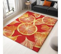 AUWUUA Tapis de Sol antidérapant à Poils Ras Motif Agrumes Rouge/Orange 60 x 90 cm Lavable en Machine pour Cuisine, Chambre, Salle à Manger, Salle de Bain, Chambre d'enfant, Balcon