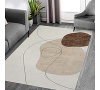 AUWUUA Tapis d'entrée à Motifs géométriques Abstraits, 40 x 100 cm, Couleur crème, Lavable, Moderne et antidérapant, idéal pour Chambre, Bureau, Porche, Balcon ou terrasse.
