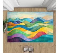 AUWUUA Tapis d'entrée Aquarelle Montagne 180 x 275 cm, Motif Abstrait coloré, Paysage Naturel, antidérapant, pour Salon, Chambre, Salle de Classe, Cuisine, Salle de Bain