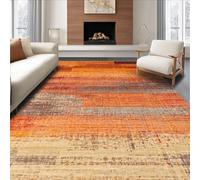 AUWUUA Tapis Doux Lavable 120 x 170 cm, Motif Abstrait Orange, pour Salon, Chambre à Coucher, antidérapant, résistant aux Taches, Contemporain, Moderne, tie-Dye, à Poils Ras, pour entrée