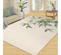 AUWUUA Tapis en Bambou 70 x 120 cm, Motif Feuilles de Bambou Vert Chinois, Lavable, Motif Peinture à l'encre Japonaise, pour Chambre à Coucher, Doux, antidérapant, pour Cuisine, entrée, Couloir