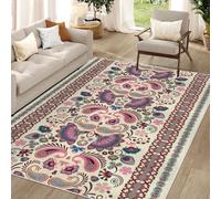 AUWUUA Tapis Ethnique Motif Cachemire bohème pour Salon, Chambre à Coucher, 250 x 300 cm, Violet, Rose, Style bohème, Vintage, Floral, pour entrée, Lavable, antidérapant, pour Couloir, Cuisine