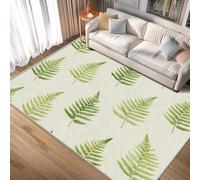 AUWUUA Tapis Fern Rugs 210x240cm, Motif Feuilles botaniques Vertes, Aquarelle végétale, Lavable, antidérapant, Doux, Grand Tapis pour Salon, Chambre ou Salle à Manger.