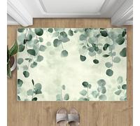 AUWUUA Tapis Feuilles d'eucalyptus 150x200cm Feuille botanique Verte Aquarelle Plantes Nordique Moderne Esthétique Antidérapant Lavable Tapis pour Chambre Salon