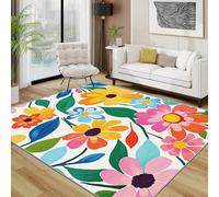 AUWUUA Tapis Floral Aquarelle Coloré 130x210cm Lavable Jardin Lumineux Fleur Botanique Tapis Chambre, Moderne Beau Moquette de Sol Antidérapant pour Salon Cuisine Entrée Chambre d'enfants