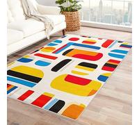 AUWUUA Tapis géométrique Abstrait 60x180cm, coloré, Lavable, Style Moderne mi-siècle, idéal pour Chambre, Salle à Manger, Cuisine ou entrée. Tapis Fin à Poils Courts, antidérapant.