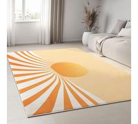 AUWUUA Tapis imprimé Abstrait Soleil et Lignes pour Salon, Chambre à Coucher, 200 x 320 cm, Minimaliste, Doux, Lavable, antidérapant, pour Chambre d'enfant, Salle à Manger, crèche, Bureau, Orange