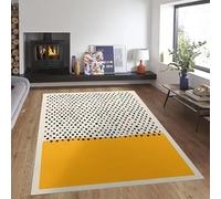 AUWUUA Tapis Jaune et Noir Style Moderne du Milieu du siècle, 40 x 60 cm, Motif géométrique Abstrait Tapis scandinave pour Chambre, Cuisine, Couloir ou entrée.