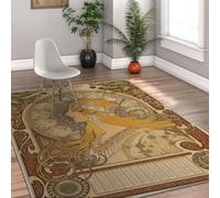 AUWUUA Tapis Lavable 80x200cm, Motif Zodiaque d'Alphonse Mucha, antidérapant Tapis à Poils Courts pour Chambre, Appartement, entrée, Cuisine ou Porte.