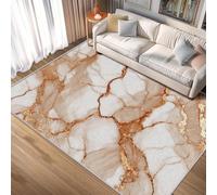 AUWUUA Tapis Lavable Effet marbre Moderne, 80 x 210 cm, Couleur Terre Cuite, Luxueux, à Poils Courts et antidérapants, idéal pour l'entrée, la Cuisine ou la buanderie.