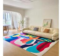 AUWUUA Tapis Lavable en Machine 80 x 250 cm, Motif géométrique Abstrait, Ultra Fin et antidérapant, à Poils Ras, pour entrée, Chambre à Coucher, crèche, Bureau, Chambre d'enfant, Salon