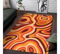 AUWUUA Tapis Lavable Marron Orange Groovy 50 x 140 cm rétro années 70 Abstrait Vortex Tapis antidérapant pour Salon, Chambre, Cuisine, Chambre d'enfant, Bureau, entrée, Salle de Bain