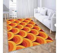 AUWUUA Tapis Lavable Orange du Milieu du siècle des années 70 et 80, 120 x 200 cm, imprimé Artistique, pour Salon, Chambre à Coucher, entrée, Motif géométrique Abstrait Neutre, Doux et antidérapant