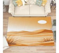 AUWUUA Tapis Lavable pour Chambre 240 x 300 cm, Lavable en Machine, pour entrée, Motif Abstrait Minimaliste à Rayures du désert, antidérapant, Motif Paysage de Lever de Soleil bohème, Jaune