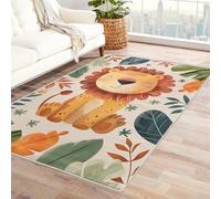 AUWUUA Tapis Lion pour Chambre d'enfant 60x90cm Tapis Animalier Mignon, Lavable à Poils Courts Moquette Antidérapant pour Chambre, Salle De Classe, Salle De Jeux, Entrée, Paillasson D'intérie