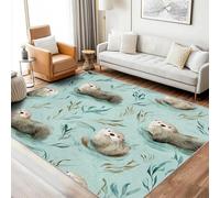 AUWUUA Tapis Loutre Mignonne pour Chambre d'enfant 100x210cm, Tapis de Jeu Animal de Dessin Animé, Doux et Lavable, Moquette de Sol Antidérapant pour Chambre de Fille ou de Garçon