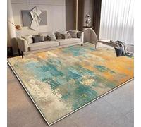 AUWUUA Tapis Moderne Abstrait pour Salon, Chambre à Coucher, 140 x 200 cm, coloré, Lavable, antidérapant, pour Salle de Bain, Cuisine, Salle à Manger, dortoir, Bleu Sarcelle, Orange
