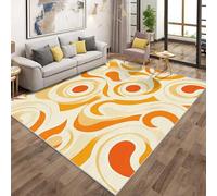 AUWUUA Tapis Orange Abstrait Tourbillon pour Chambre Salon 150x210cm Moderne Groovy Rétro 70S Lignes Ondulées Tapis pour Chambre d'enfant Cuisine Salle à Manger Bureau Salle de Bain Antidérapant