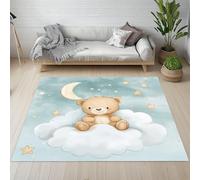 AUWUUA Tapis Ours Mignon pour Chambre 210x300cm, Motif Nuage, Lune et étoile, Lavable, Doux Tapis à Poils Courts et antidérapant pour Chambre d'enfant, Salle de Jeux, Chambre de bébé, Salon