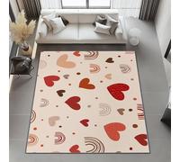 AUWUUA Tapis Rose en Forme de cœur Arc-en-Ciel 250x250cm, Simple et Mignon, pour Chambre d'enfant, Salle de Classe ou Salle de Jeux. Tapis de Sol Moderne, Lavable et antidérapant.