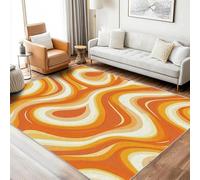 AUWUUA Tapis Salon Rétro Abstrait Tourbillon 180x200cm Années 70 Grand Tapis Chambre, Moquette Antidérapant et Lavable en Machine à Poils Ras Paillasson Intérieur pour Cuisine Salle à Manger Bureau