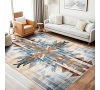 AUWUUA Tapis Salon Western Aztec 200x260cm, Lavable, Style Vintage Navajo, Moquette amérindien pour Chambre, Tapis bohème géométrique Ultra Fin pour Bureau ou sous Table à Manger