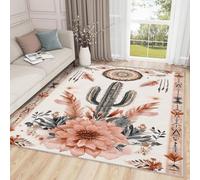 AUWUUA Tapis Southwest pour Salon 80 x 180 cm, Motif aztèque Tribal bohème Cactus, Tapis Occidental Fin Lavable antidérapant à Motifs Floraux pour Chambre d'enfant, paillasson de Cuisine
