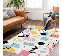 AUWUUA Tapis Style Memphis 210x280cm, Motif géométrique Funky inspiré des années 80 et 90, Lavable, Doux et antidérapant Tapis pour Salon, Chambre, Salle à Manger.