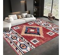 AUWUUA Tapis Traditionnel Tribal du sud-Ouest 60 x 210 cm, Lavable, Grand Format, pour Salon, Chambre à Coucher, Style géométrique Vintage Rouge, antidérapant, Style bohème Occidental, pour entrée