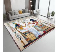 AUWUUA Traditionnel Égypte Ancienne Tapis Décoratif 100x200cm Couleur Hiéroglyphes Ethnique Tribal Personnages Tapis Salon Antidérapant pour Chambre Couloir Cuisine Balcon Entrée Salle De Bain