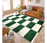 AUWUUA Vert Tapis à Damier 250x365cm Moderne Géométrie Grille Tapis Chambre Adulte, Moelleux Antidérapant Lavable Doux à Poils Courts pour Salon, Couloirs, Cuisine, Salle à Manger, Bureau