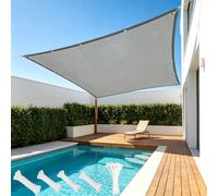 AUWUUA Voile d'ombrage Imperméable Rectangulaire 1.5x6.5M Toile Solaire Voile, Toile Ombrage UV Protection avec Œillets, Résistant aux Intempéries et Durable pour Jardin Terrasse Balcon, Gris Clair