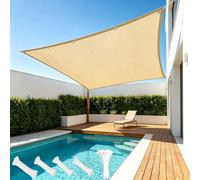 AUWUUA Voile d'ombrage Rectangulaire 1.4x1.8M Toile Ombrage Exterieur, Voile d'ombrage Jardin Imperméable, Polyester PES avec 95% Protection UV pour Pergola Terrasse Piscine Serre, Jaune Sable